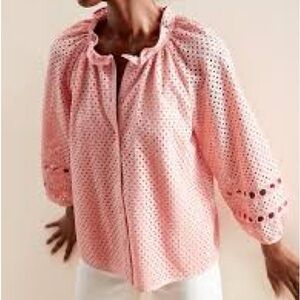 Banana Republic Factory Women’s Texture Eyelet Balloon  Sleeve Blouse size S